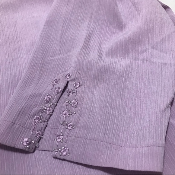 Alia Lilac Purple Tunic Top Embroidery & Bead Embellishments on Neck & Sleeves - Picture 5 of 8